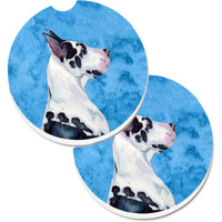 "Caroline's Treasures Blue Great Dane Set of 2 Cup Holder Car Coasters LH9371BUCARC, 2.56, Multicolor"