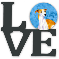 "Caroline's Treasures Blue Whippet Metal Artwork Love wall-decor, Multicolor"
