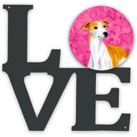 "Caroline's Treasures Pink Whippet Metal Artwork Love wall-decor, Multicolor"
