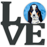 "Caroline's Treasures Blue Basset Hound Metal Artwork Love wall-decor, Multicolor"