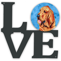 "Caroline's Treasures Blue Bloodhound Metal Artwork Love wall-decor, Multicolor"