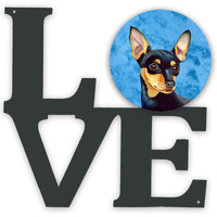 "Caroline's Treasures Blue Min Pin Metal Artwork Love wall-decor, Multicolor"