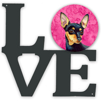 "Caroline's Treasures Pink Min Pin Metal Artwork Love wall-decor, Multicolor"