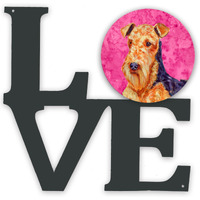 "Caroline's Treasures Pink Airedale Metal Artwork Love wall-decor, Multicolor"