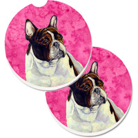 "Caroline's Treasures Pink French Bulldog Set of 2 Cup Holder Car Coasters LH9382PKCARC, 2.56, Multicolor"