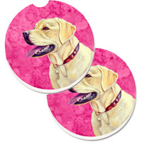"Caroline's Treasures Pink Labrador Set of 2 Cup Holder Car Coasters LH9383PKCARC, 2.56, Multicolor"