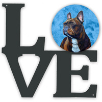 "Caroline's Treasures Blue French Bulldog Metal Artwork Love wall-decor, Multicolor"