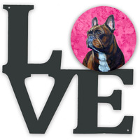 "Caroline's Treasures Pink French Bulldog Metal Artwork Love wall-decor, Multicolor"