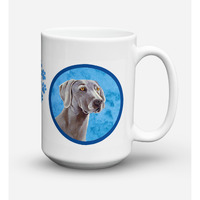 "Caroline's Treasures LH9386BU-CM15 Weimaraner Microwavable Ceramic Coffee Mug, 15 oz, Multicolor"