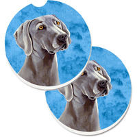 "Caroline's Treasures Blue Weimaraner Set of 2 Cup Holder Car Coasters LH9386BUCARC, 2.56, Multicolor"