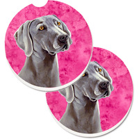 "Caroline's Treasures Pink Weimaraner Set of 2 Cup Holder Car Coasters LH9386PKCARC, 2.56, Multicolor"