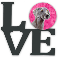 "Caroline's Treasures Pink Weimaraner Metal Artwork Love wall-decor, Multicolor"