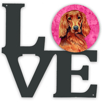 "Caroline's Treasures Pink Irish Setter Metal Artwork Love wall-decor, Multicolor"