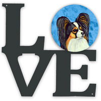 "Caroline's Treasures Blue Papillon Metal Artwork Love wall-decor, Multicolor"