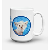 "Caroline's Treasures LH9392BU-CM15 Chinese Crested Microwavable Ceramic Coffee Mug, 15 oz, Multicolor"