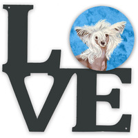 "Caroline's Treasures Blue Chinese Crested Metal Artwork Love wall-decor, Multicolor"