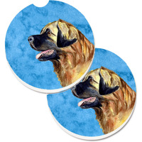 "Caroline's Treasures Blue Leonberger Set of 2 Cup Holder Car Coasters LH9393BUCARC, 2.56, Multicolor"