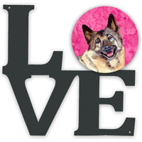 "Caroline's Treasures Pink Norwegian Elkhound Metal Artwork Love wall-decor, Multicolor"