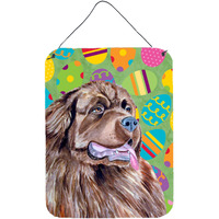 "Caroline's Treasures Newfoundland Easter Eggtravaganza Aluminium Metal Wall or Door Hanging Prints, 16"" x 12"", Multicolor"