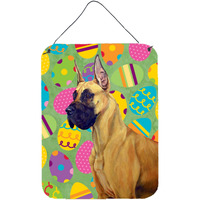 "Caroline's Treasures LH9400DS1216 Great Dane Easter Eggtravaganza Aluminium Metal Wall or Door Hanging Prints, 16"" x 12"", Multicolor"