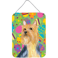 "Caroline's Treasures Silky Terrier Easter Eggtravaganza Aluminium Metal Wall or Door Hanging Prints, 16"" x 12"", Multicolor"