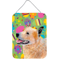 "Caroline's Treasures LH9407DS1216 Australian Cattle Dog Easter Eggtravaganza Wall or Door Hanging Prints, 16"" x 12"", Multicolor"