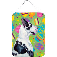 "Caroline's Treasures LH9416DS1216 Great Dane Easter Eggtravaganza Aluminium Metal Wall or Door Hanging Prints, 16"" x 12"", Multicolor"