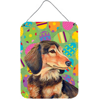 "Caroline's Treasures LH9436DS1216 Dachshund Easter Eggtravaganza Aluminium Metal Wall or Door Hanging Prints, 16"" x 12"", Multicolor"