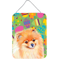 "Caroline's Treasures Pomeranian Easter Eggtravaganza Aluminium Metal Wall or Door Hanging Prints, 16"" x 12"", Multicolor"