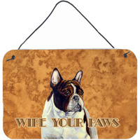 "Caroline's Treasures LH9454DS812 French Bulldog Wipe Your Paws Aluminum Metal Wall or Door Hanging Prints, 8 x 12"""