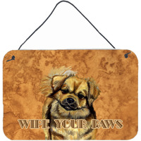 "Caroline's Treasures LH9458DS812 Tibetan Spaniel Wipe Your Paws Aluminum Metal Wall or Door Hanging Prints, 8 x 12"""