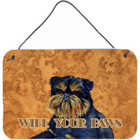 "Caroline's Treasures Brussels Griffon Wipe Your Paws Aluminum Metal Wall or Door Hanging Prints, 8 x 12"""