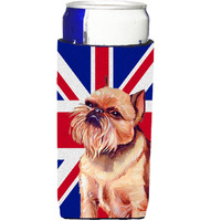 Brussels Griffon with English Union Jack British Flag Ultra Beverage Insulators for slim cans LH9466MUK
