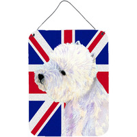 "Caroline's Treasures LH9467DS1216 Westie with English Union Jack British Flag Wall or Door Hanging Prints, 16"" x 12"""