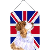 "Caroline's Treasures LH9470DS1216 Australian Shepherd with English Union Jack British Flag Wall or Door Hanging Prints, 16"" x 12"""