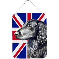 "Caroline's Treasures Flat Coated Retriever with English Union Jack British Flag Wall or Door Hanging Prints, 16"" x 12"""