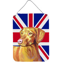 "Caroline's Treasures LH9477DS1216 Vizsla with English Union Jack British Flag Wall or Door Hanging Prints, 16"" x 12"""