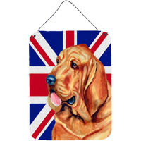 "Caroline's Treasures Bloodhound with English Union Jack British Flag Wall or Door Hanging Prints, 16"" x 12"""