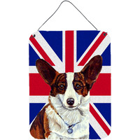 "Caroline's Treasures LH9485DS1216 Corgi with English Union Jack British Flag Wall or Door Hanging Prints, 16"" x 12"""