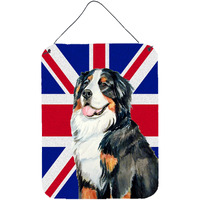 "Caroline's Treasures Bernese Mountain Dog with English Union Jack British Flag Wall or Door Hanging Prints, 16"" x 12"""