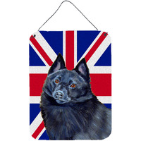 "Caroline's Treasures Schipperke with English Union Jack British Flag Wall or Door Hanging Prints, 16"" x 12"""