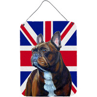 "Caroline's Treasures LH9492DS1216 French Bulldog with English Union Jack British Flag Wall or Door Hanging Prints, 16"" x 12"""
