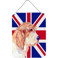 "Caroline's Treasures Petit Basset Griffon Vendeen Pbgv with English Union Jack British Flag Wall or Door Hanging Prints, 16"" x 12"""