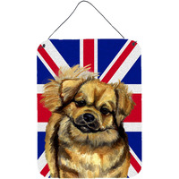 "Caroline's Treasures LH9499DS1216 Tibetan Spaniel with English Union Jack British Flag Wall or Door Hanging Prints, 16"" x 12"""