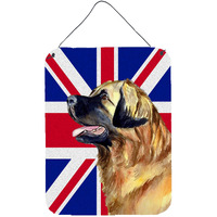 "Caroline's Treasures Leonberger with English Union Jack British Flag Wall or Door Hanging Prints, 16"" x 12"""