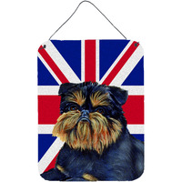 "Caroline's Treasures LH9505DS1216 Brussels Griffon with English Union Jack British Flag Wall or Door Hanging Prints, 16"" x 12"""