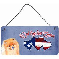 "Caroline's Treasures Woof if You Love America Pomeranian Wall or Door Hanging Prints, 6 x 12"""