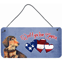 "Caroline's Treasures LH9513DS612 Woof If You Love America Dachshund Wall or Door Hanging Prints, 6 x 12"""