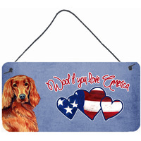 "Caroline's Treasures LH9515DS612 Woof If You Love America Irish Setter Wall or Door Hanging Prints, 6 x 12"""