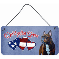 "Caroline's Treasures LH9519DS612 Woof If You Love America French Bulldog Wall or Door Hanging Prints, 6 x 12"""